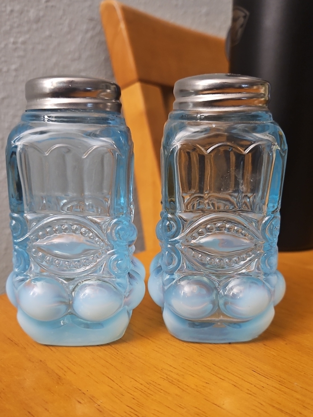 Blue Mosser Glass Salt and Pepper Shakers - Pair